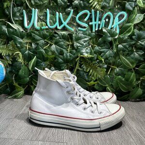 Converse Trainers Size 7 Womens White Shoe Lace Sneakers Hi Top Leather Sneakers